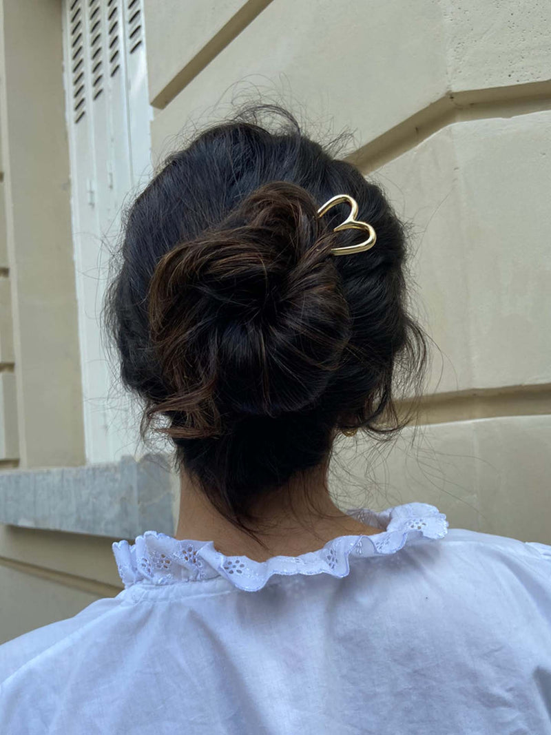 Romane heart hair pin, gold