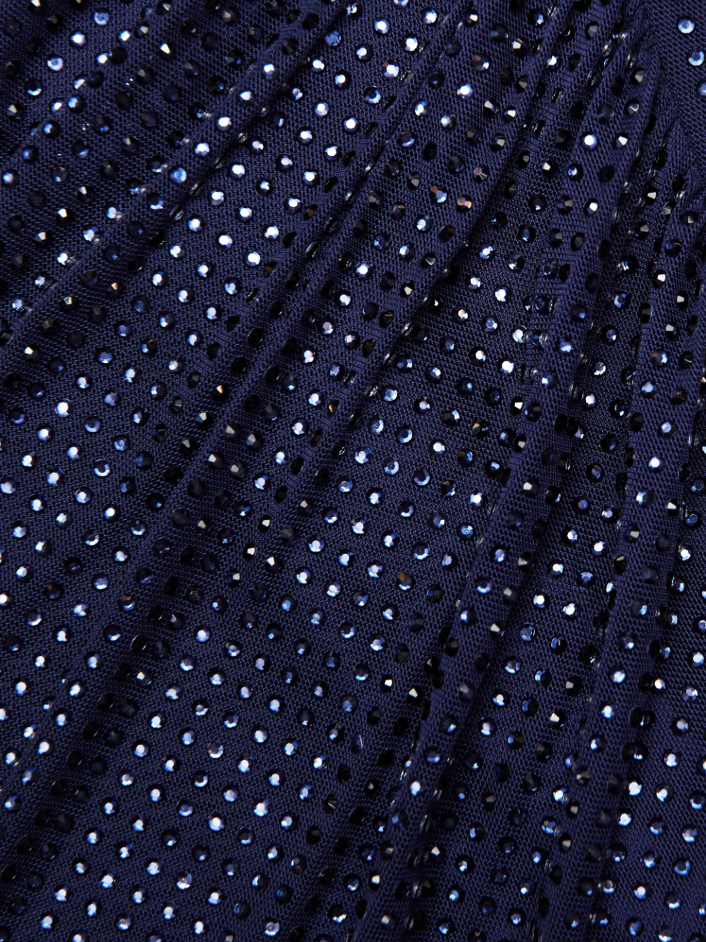 Rhinestone mesh cut out midi dress, navy