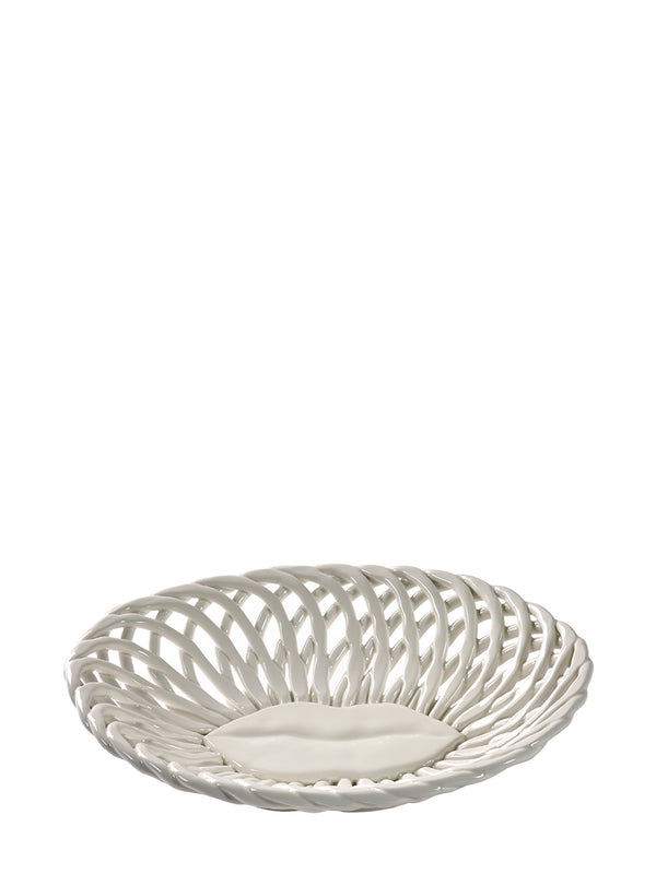 Salvador ceramic oval bread basket (27cm), white