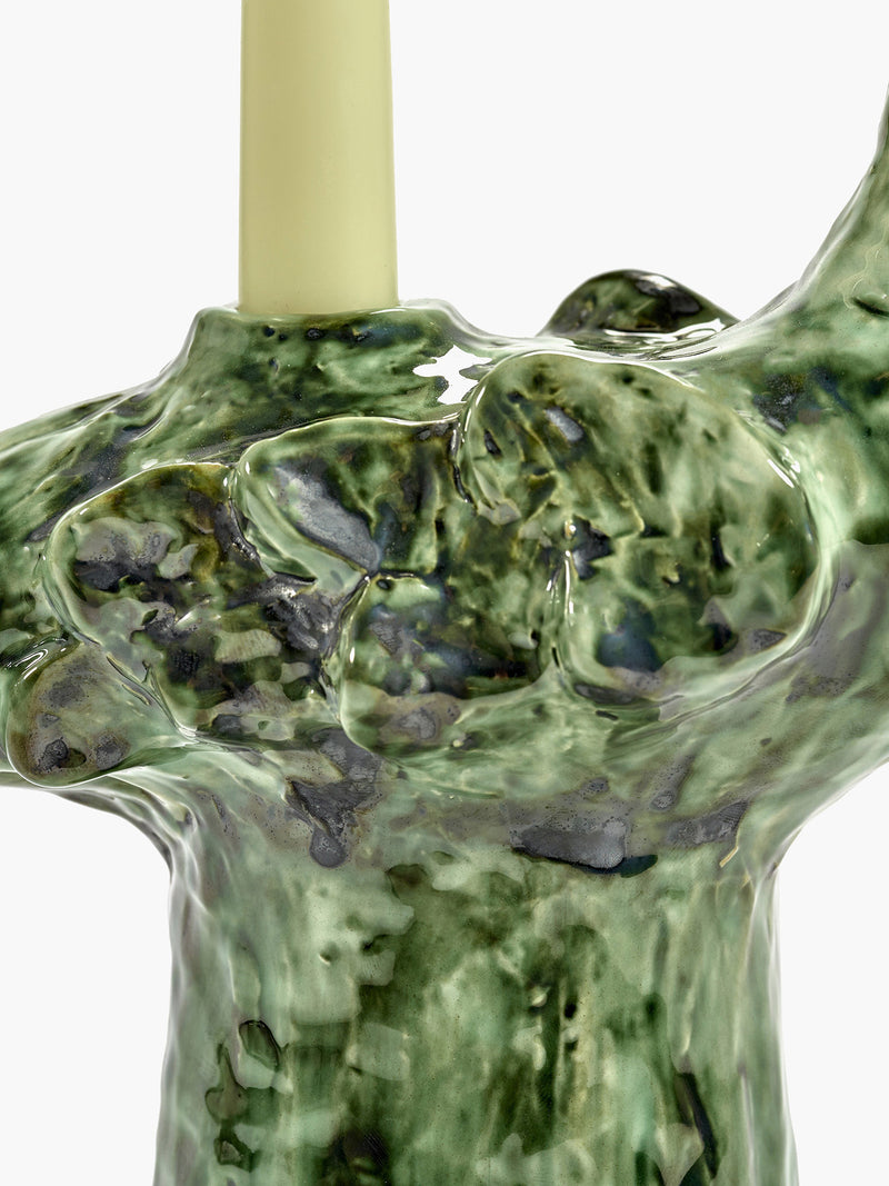 Cosas Lindas ceramic bird candle holder, green