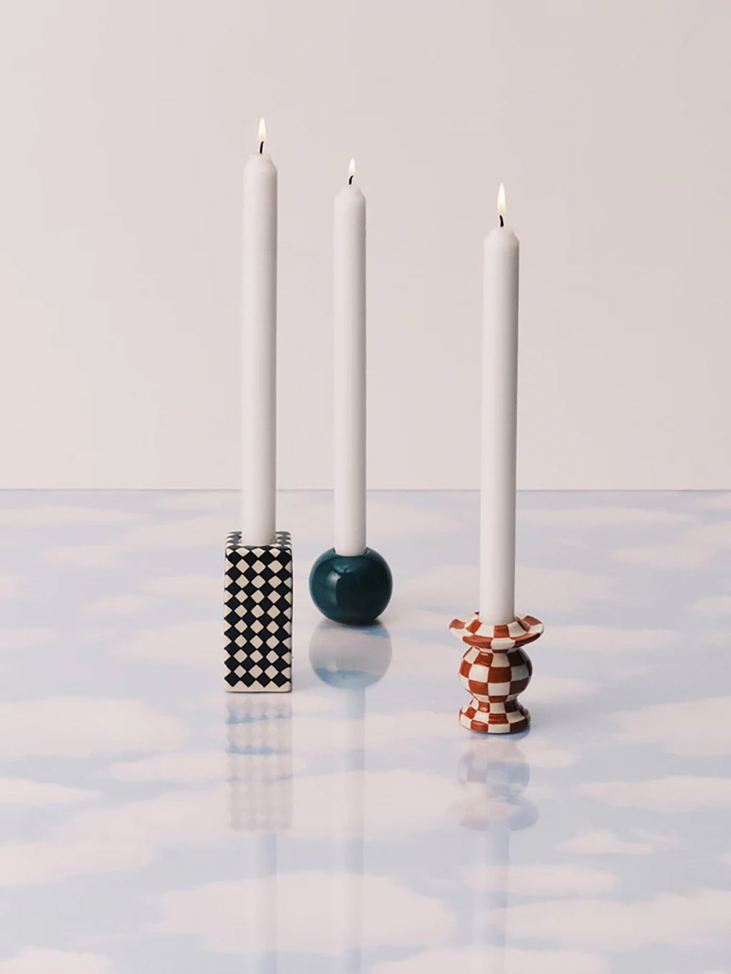 Candle Holder N°2, red-white checkerboard