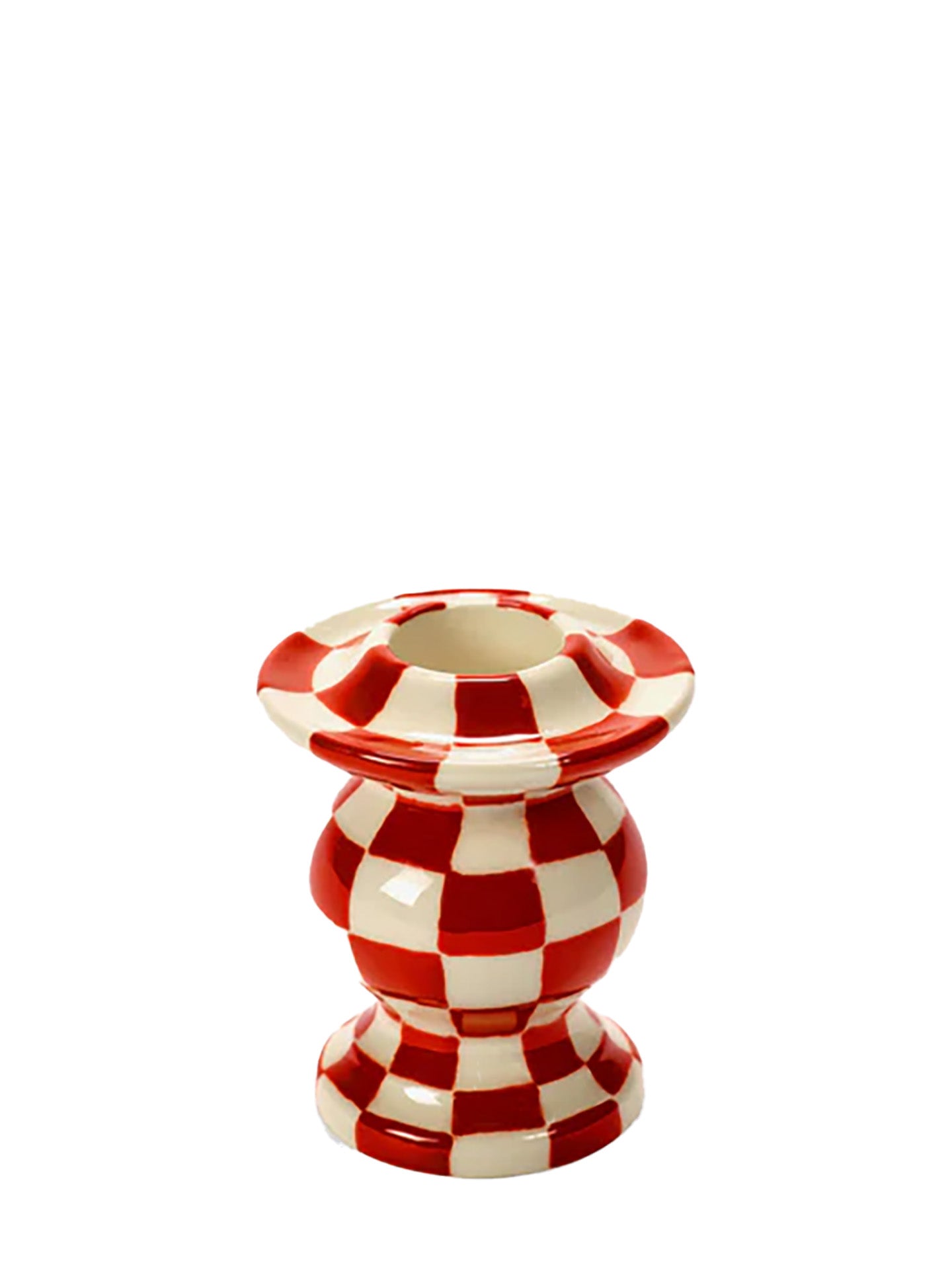 Candle Holder N°2, red-white checkerboard