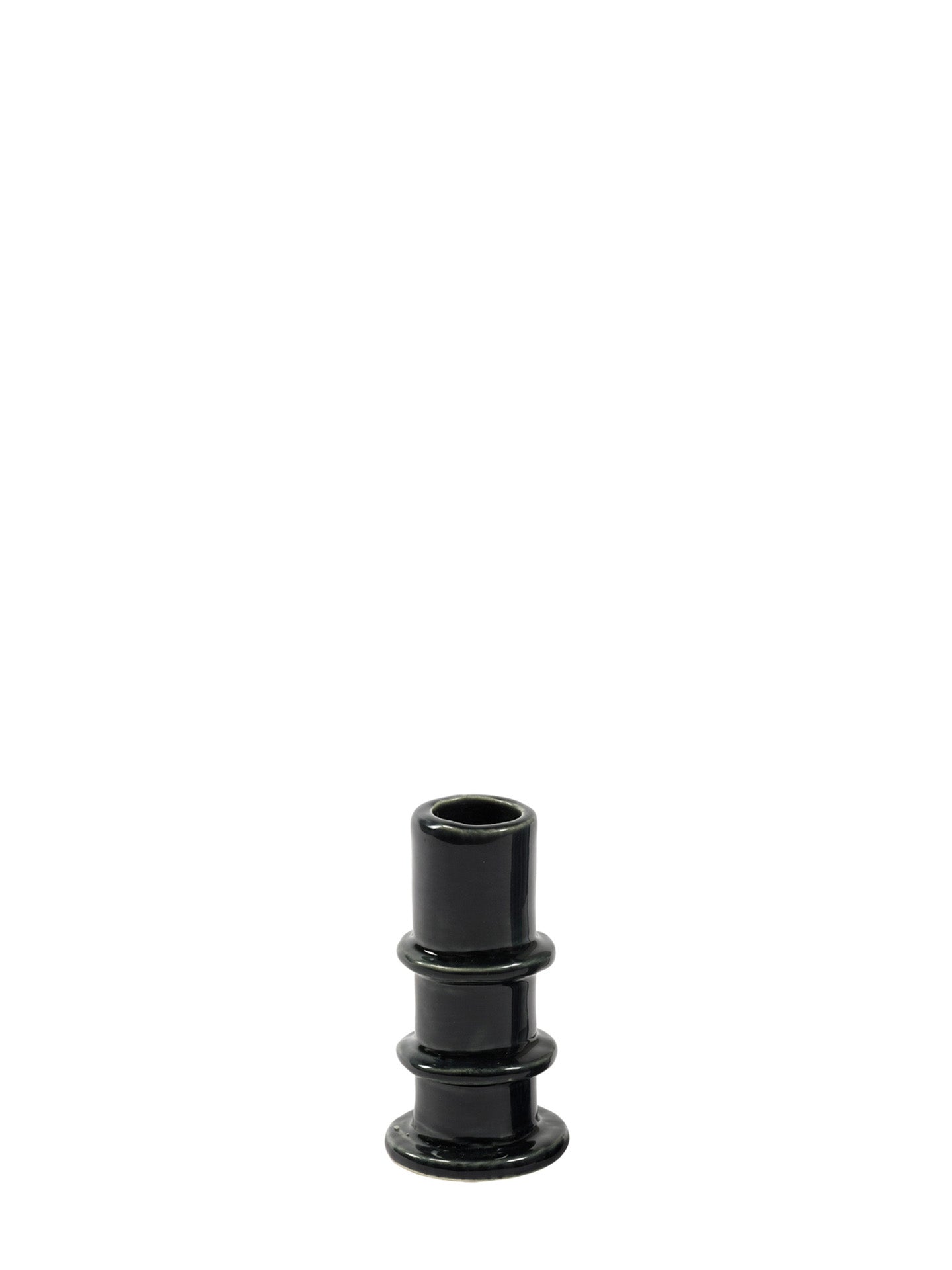 Black cylindrical candle holder