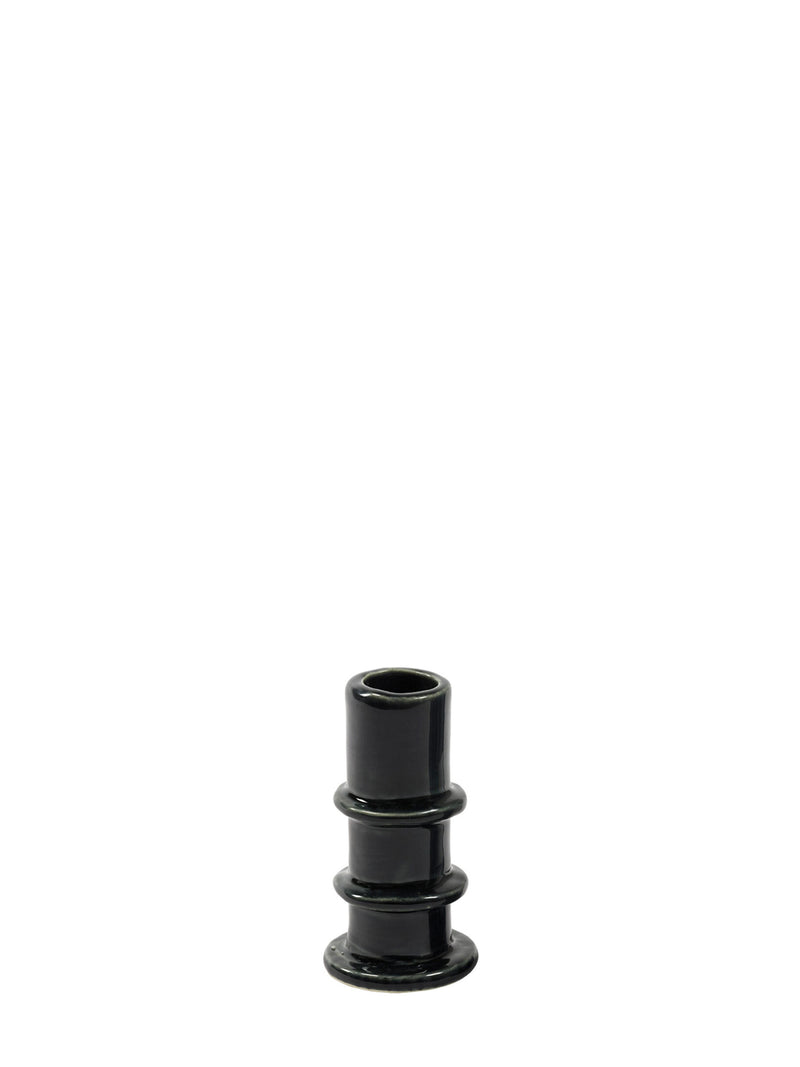 Black cylindrical candle holder