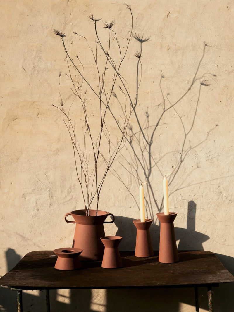Marie-Ann Candle Holder L, red/brown (21,5cm)