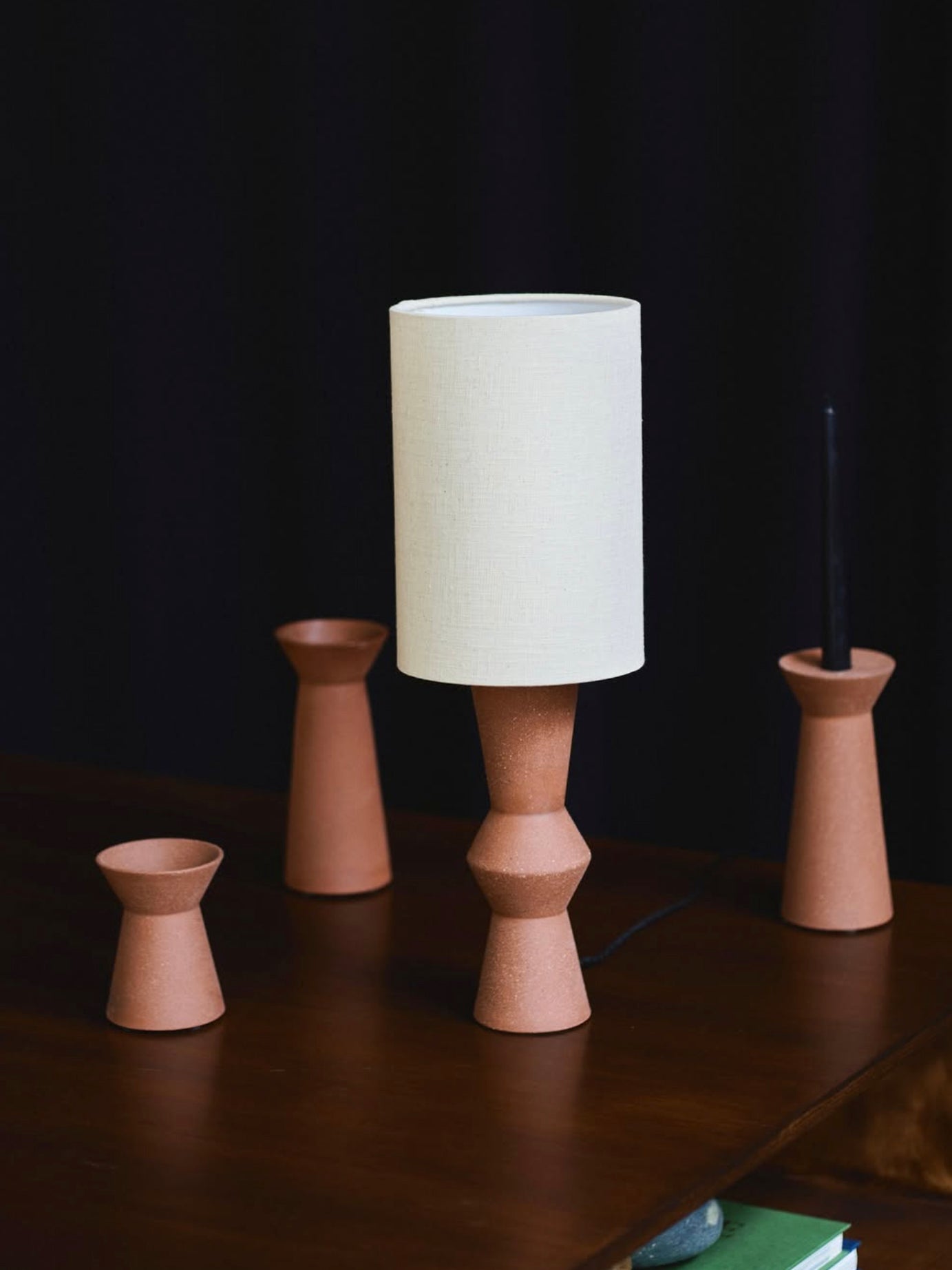 Ceramic Marie-Ann small candle holder, red/brown (16,5cm)