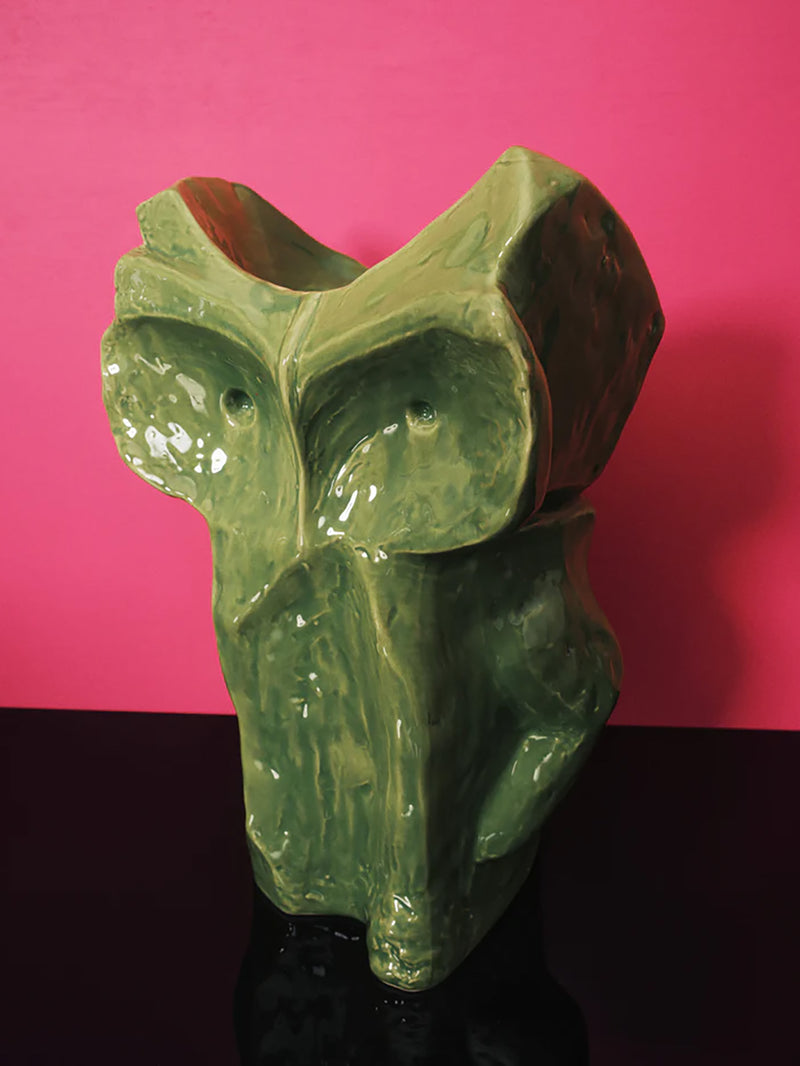 Owl vase, green (30cm)