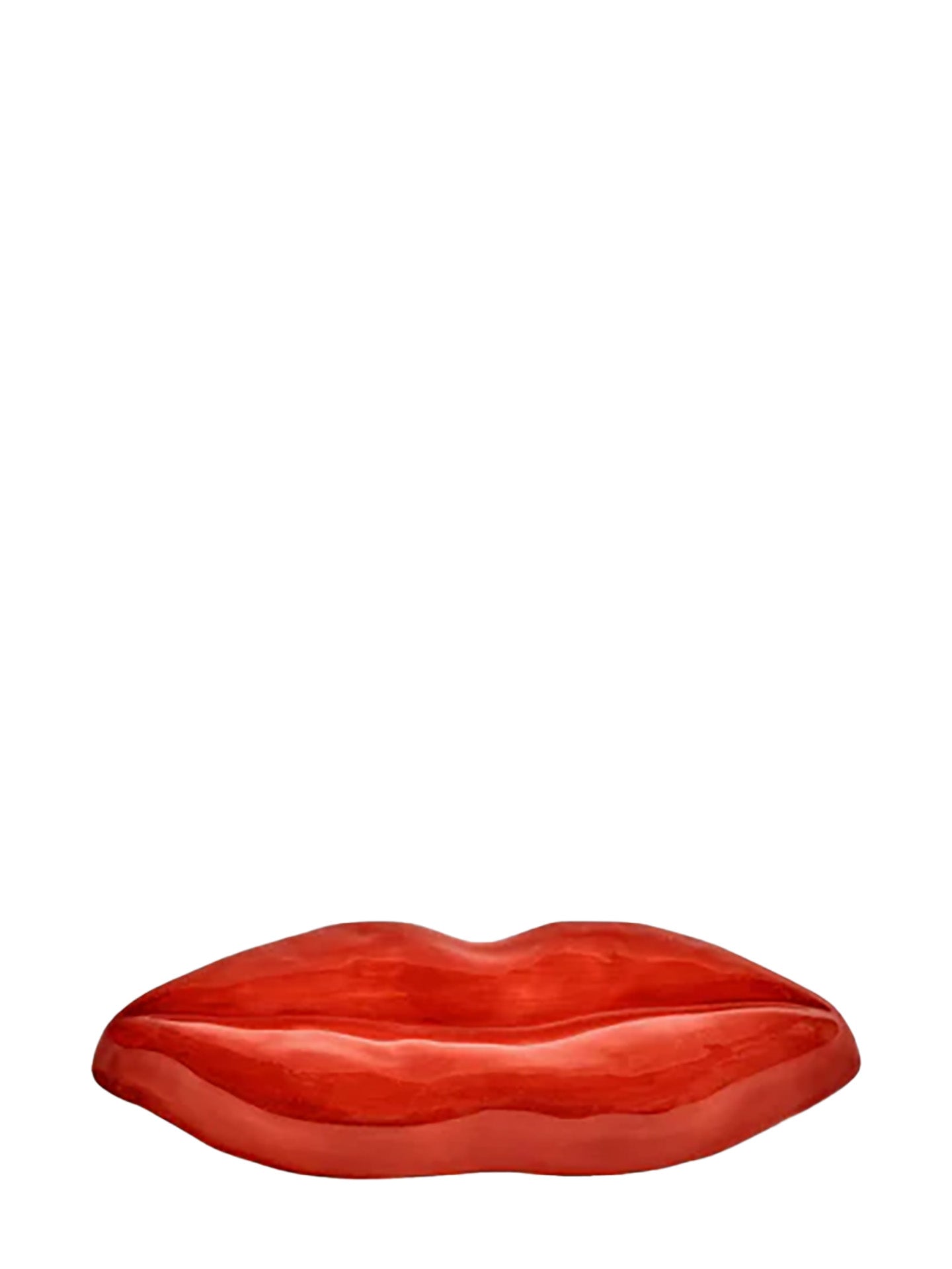 Red lips-shaped object on a white background