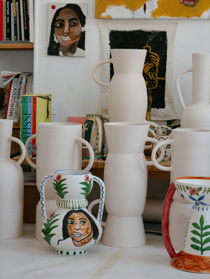 Mamey mix handle vase (40cm)