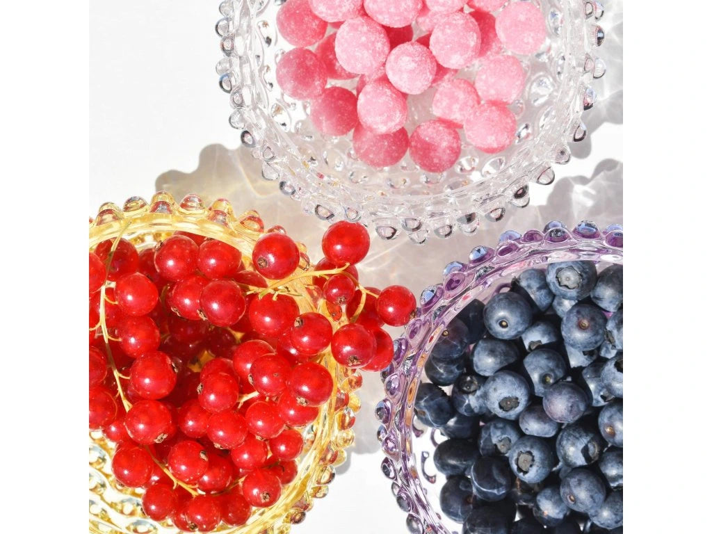 Hobnail glass bowl, rose pink (11,5 cm)