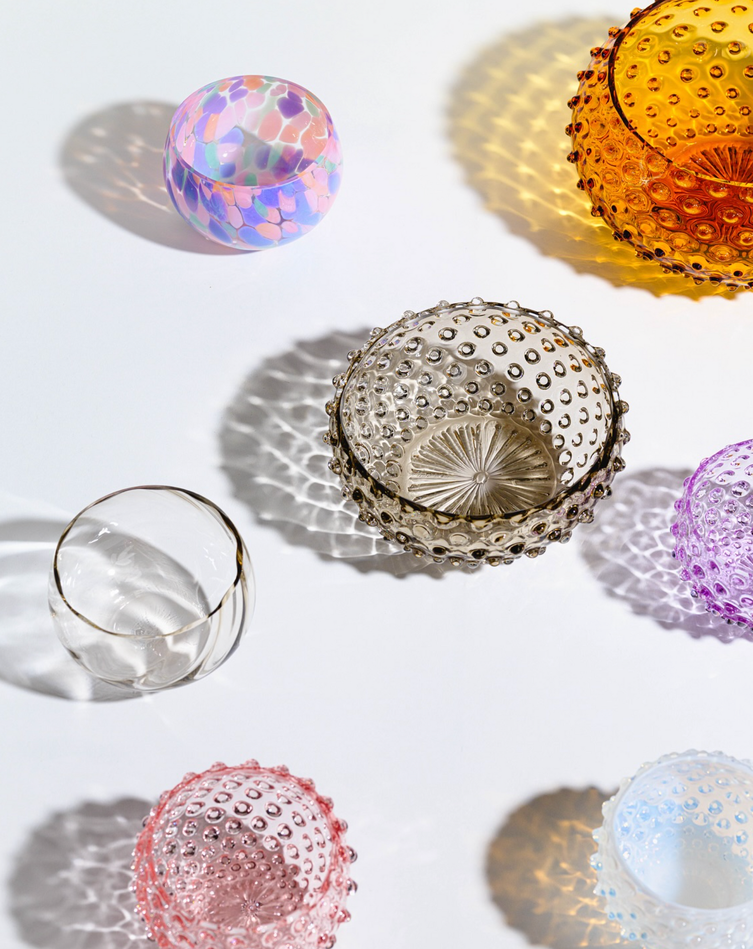 Hobnail glass bowl, rose pink (11,5 cm)