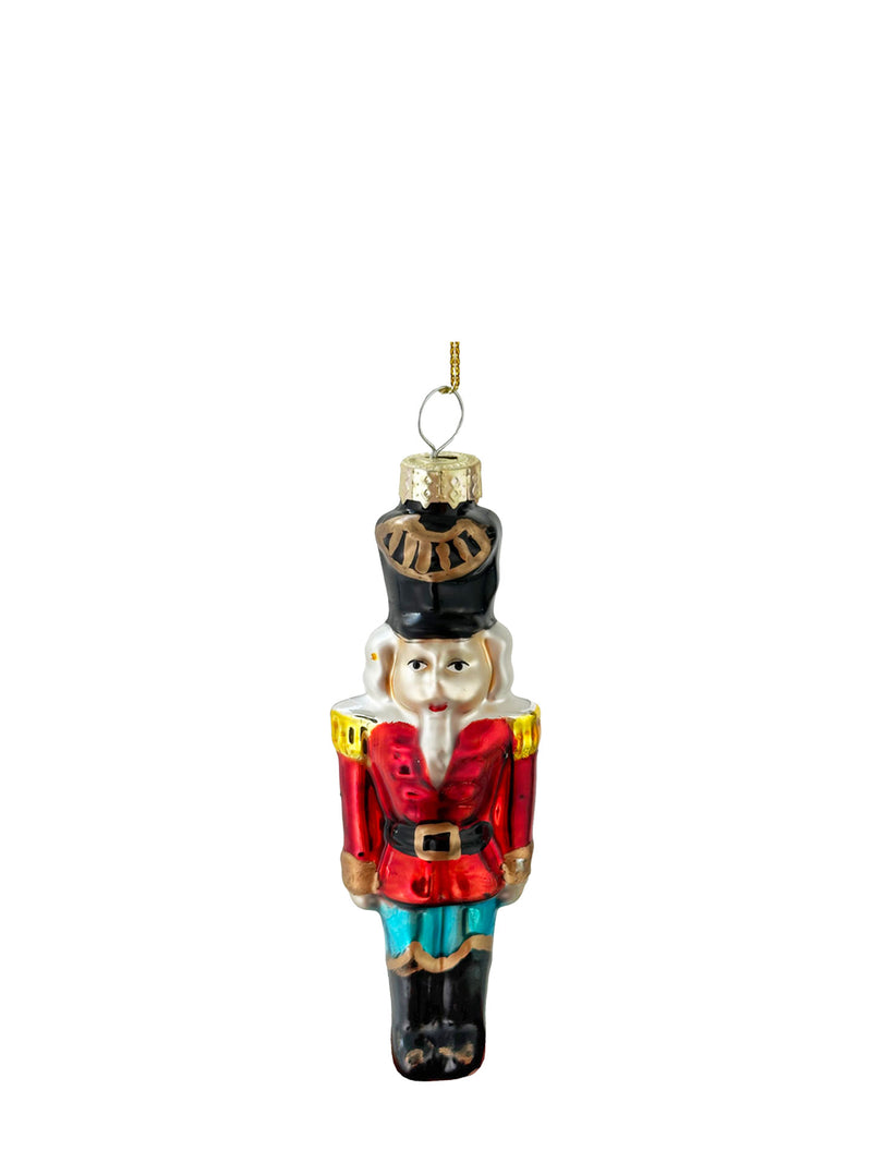 Nutcracker glass ornament, red-green (12 cm)