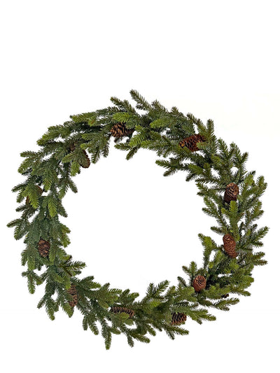 Slim fir wreath with cones (Ø70 cm)