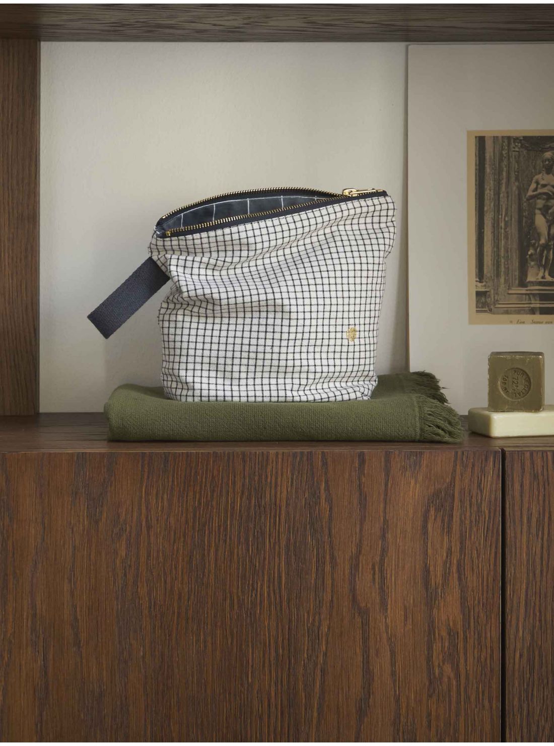 Small Gustave toiletry bag, grid print