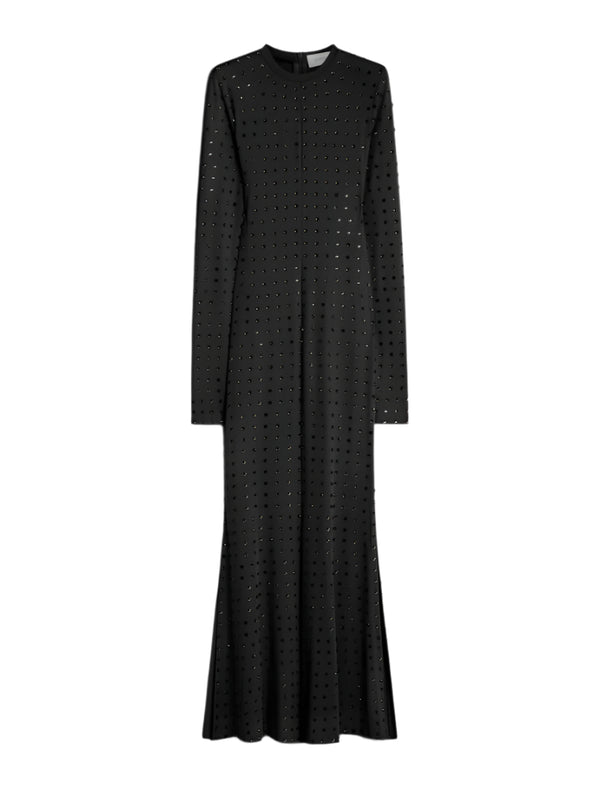 Oscuri Scuba Jersey Dress with rhinestones, Black