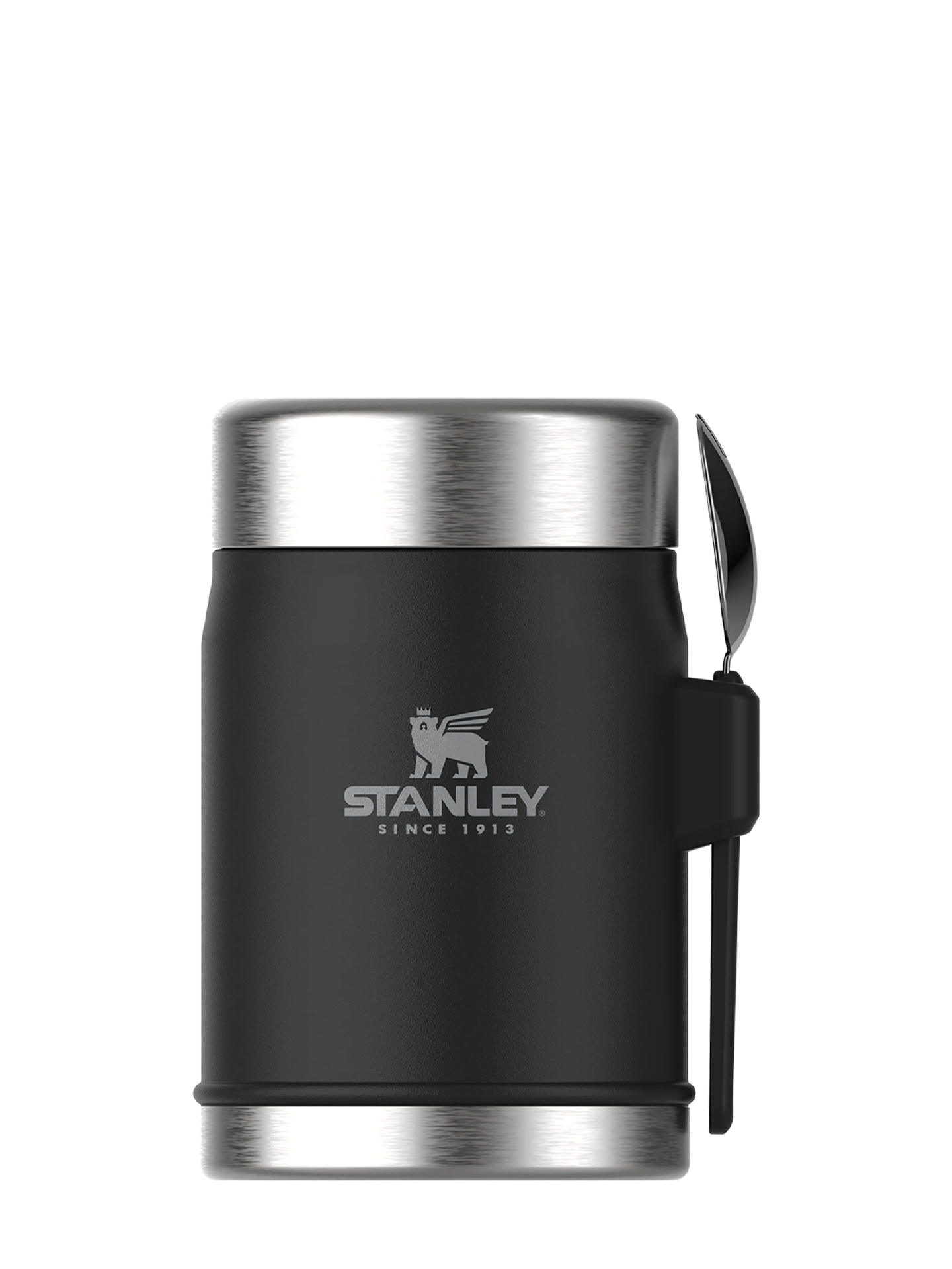 Classic Legendary Food Jar + Spork, matte black pebble (0.4l)