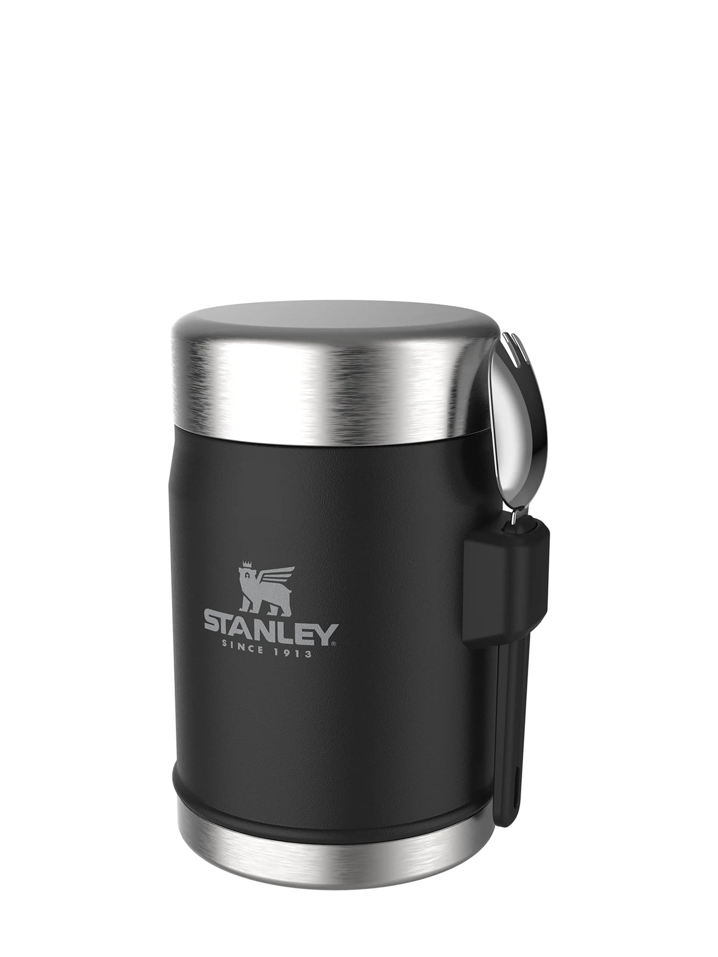 Classic Legendary Food Jar + Spork, matte black pebble (0.4l)