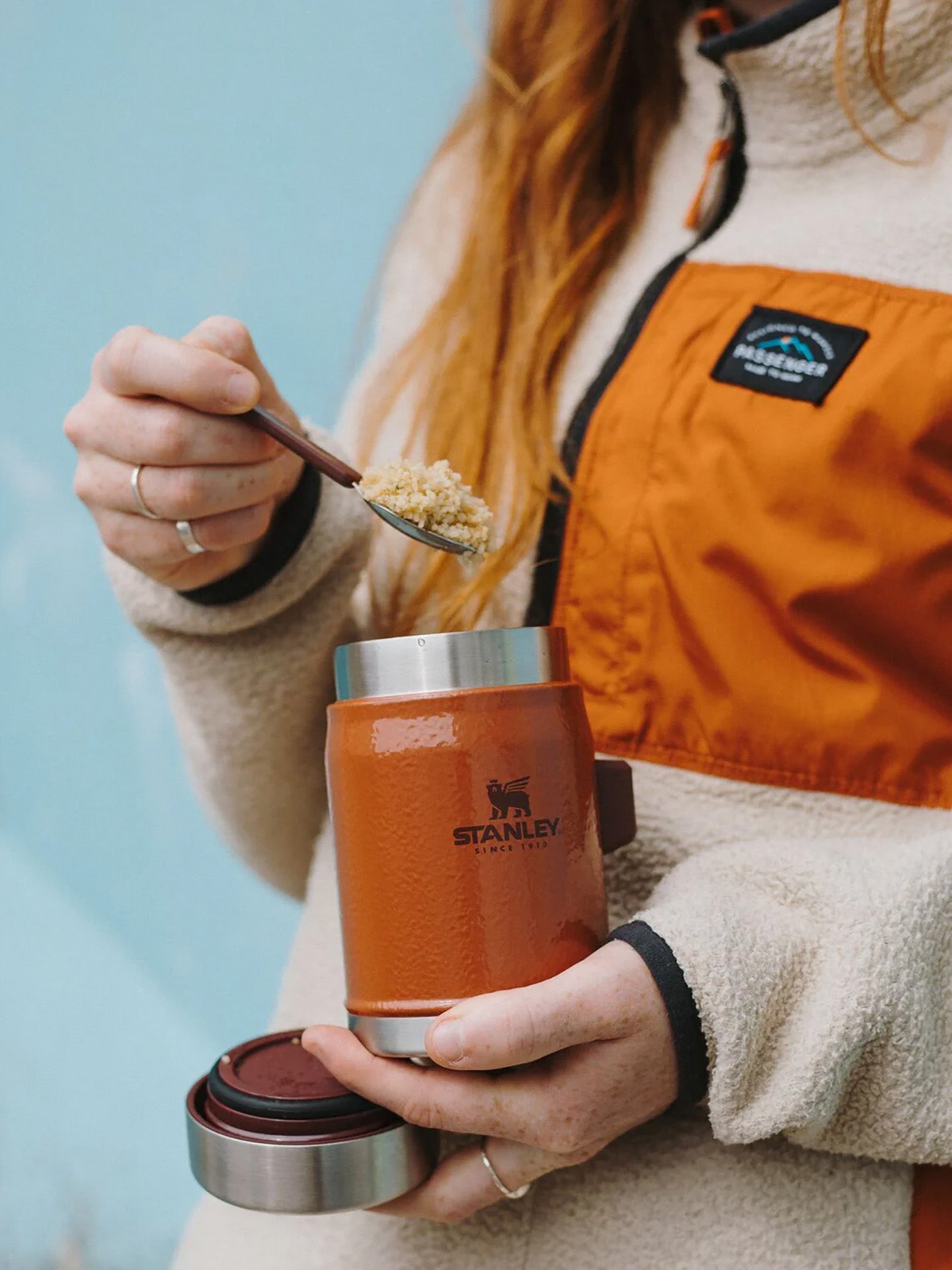 Classic Legendary Food Jar + Spork, hammertone clay (0.4l)