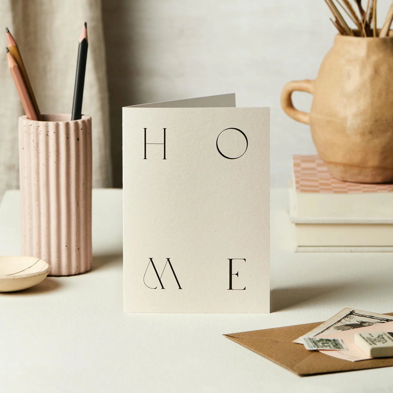 H-o-m-e, new home card