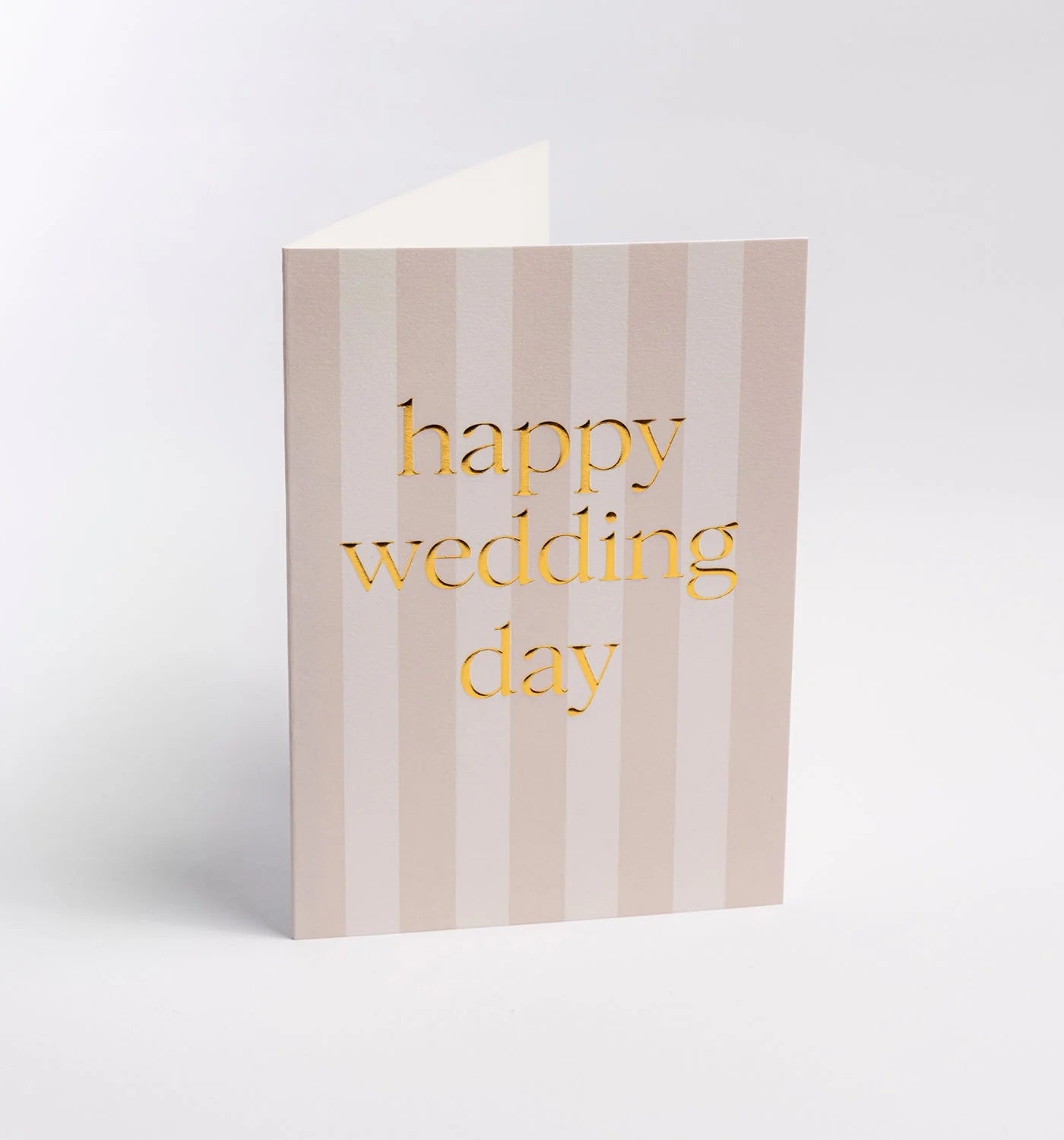 Greeting card with 'happy wedding day' text on a striped background