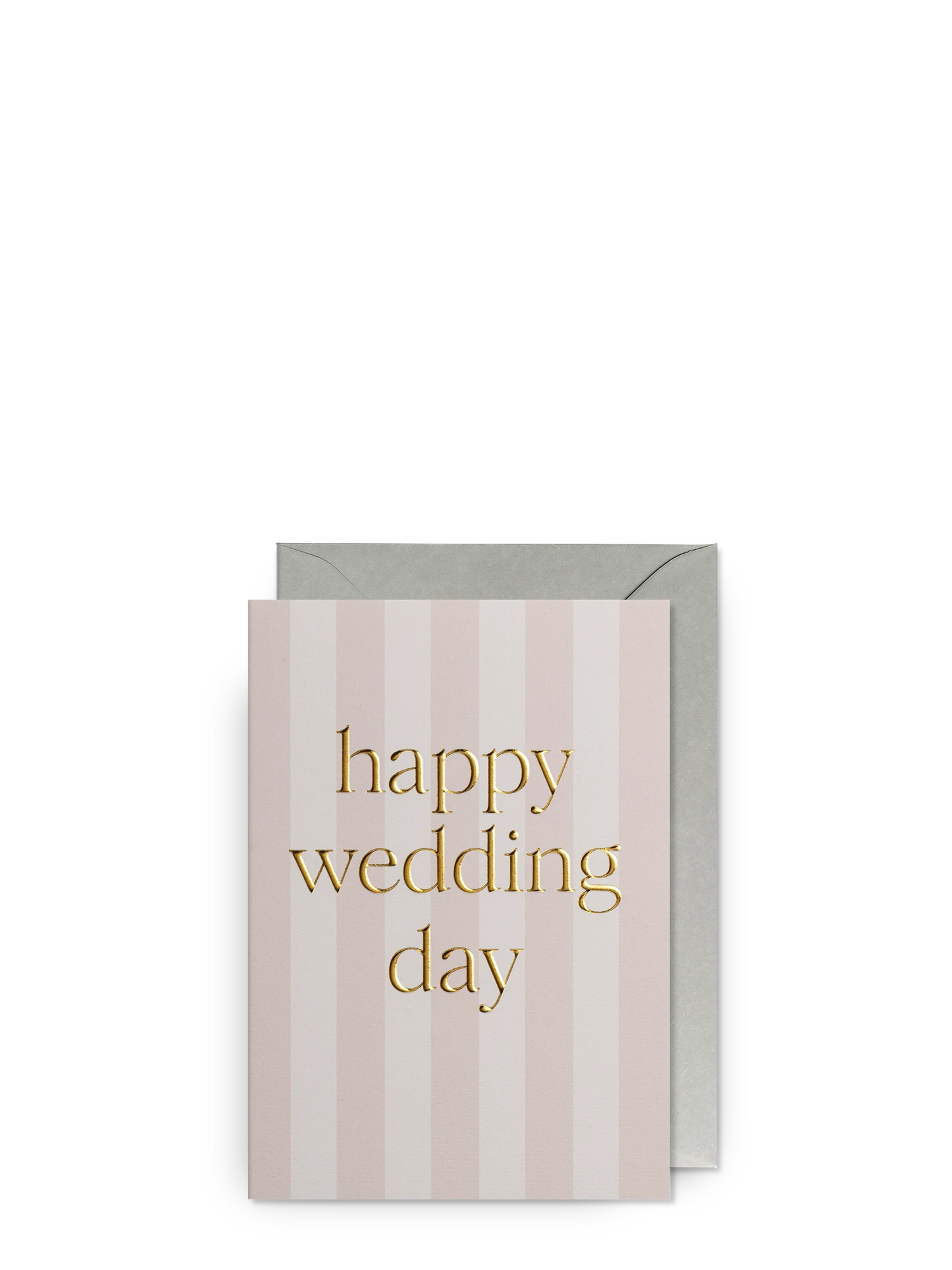 Greeting card with 'happy wedding day' text on a striped background
