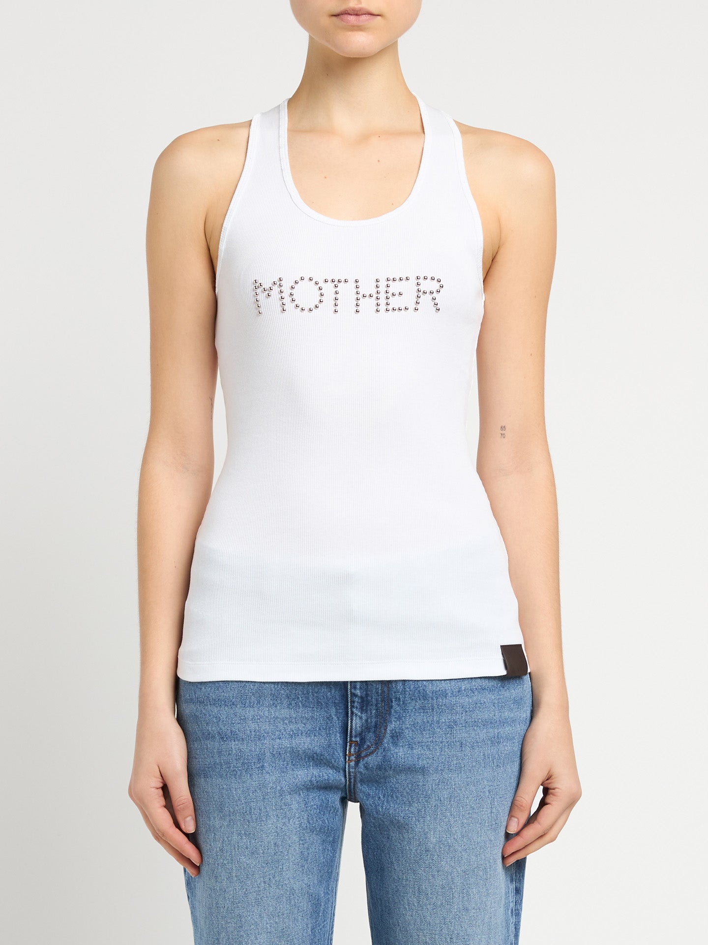 Studded Mother Tank, White