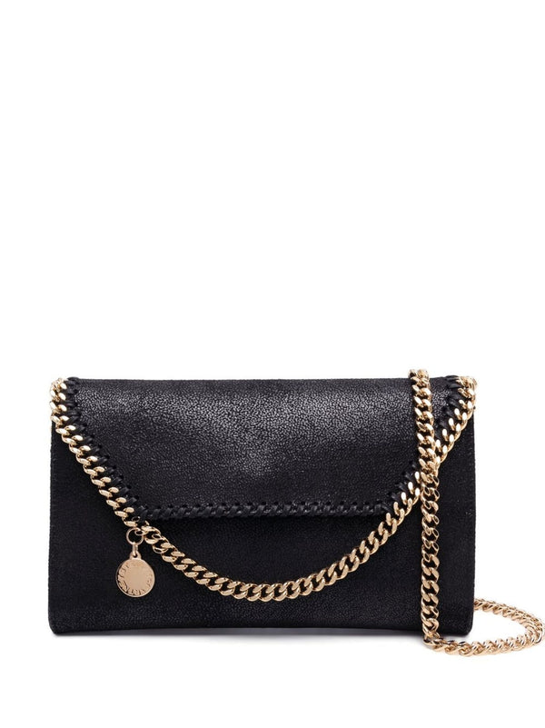 Falabella Wallet Crossbody Bag w/gold chain, black