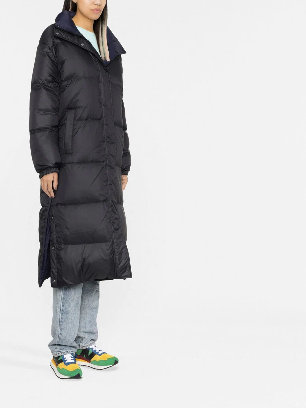 Reversible puffer coat, black/navy blue