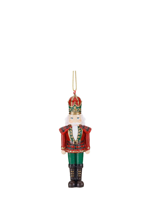 Tartan nutcracker ornament, red jacket