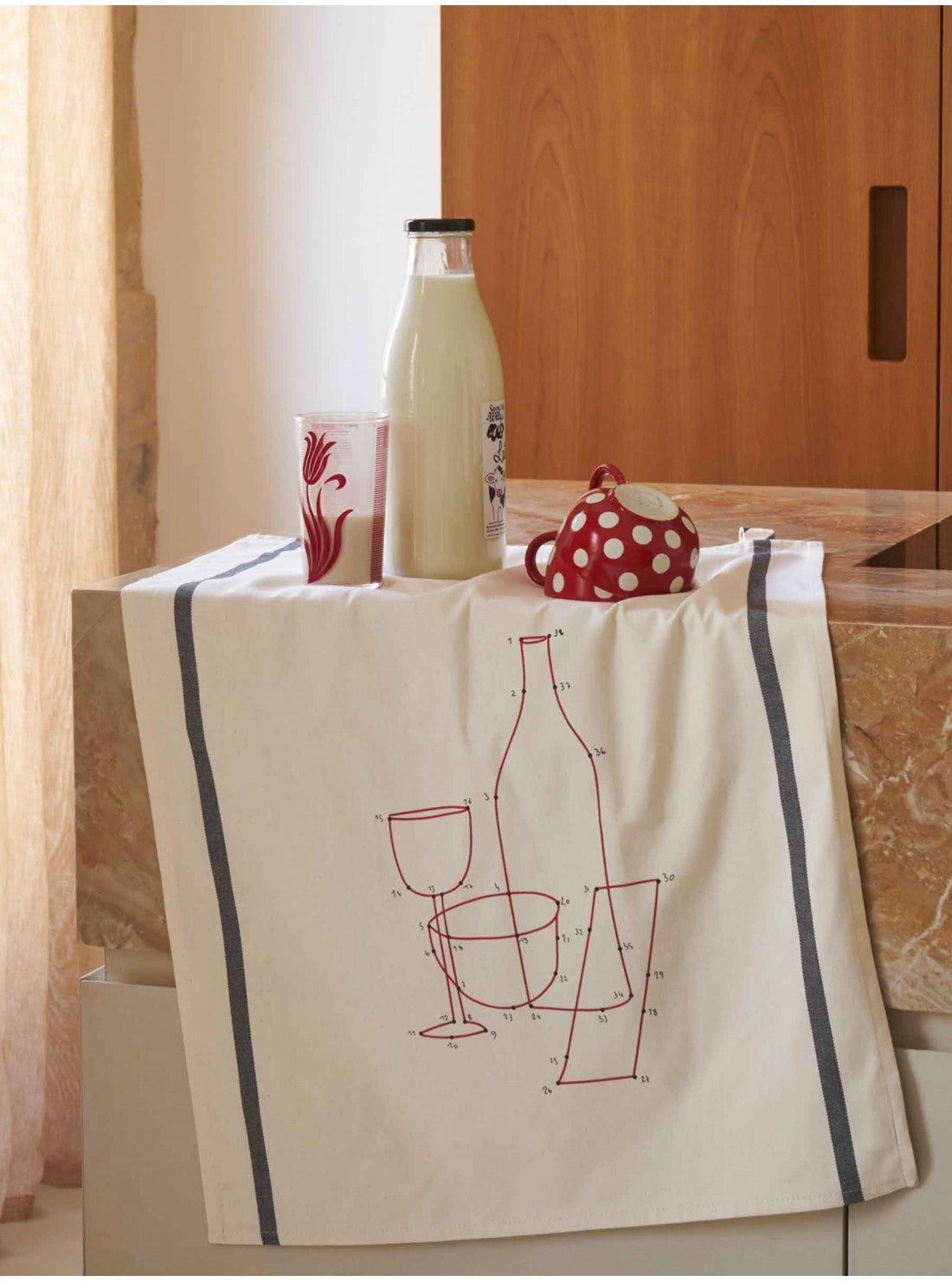 Tea Towel, drinkware print (dot to dot)