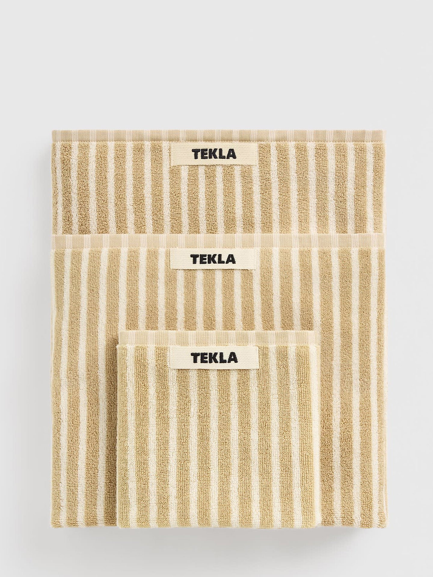 Bath Towel, Ivory stripes on golden beige (70x140cm)