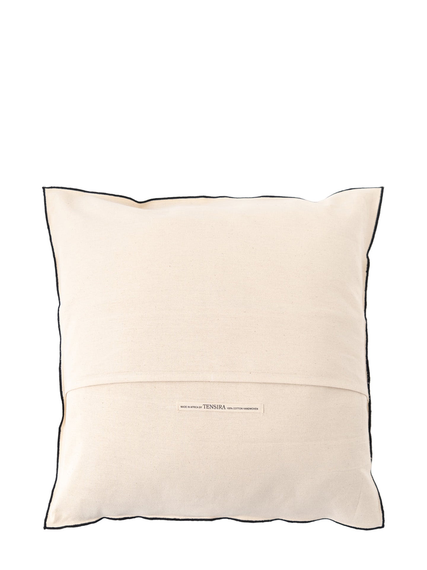 Cushion no 1 solid ivory w/black edges, 50 x 50 cm