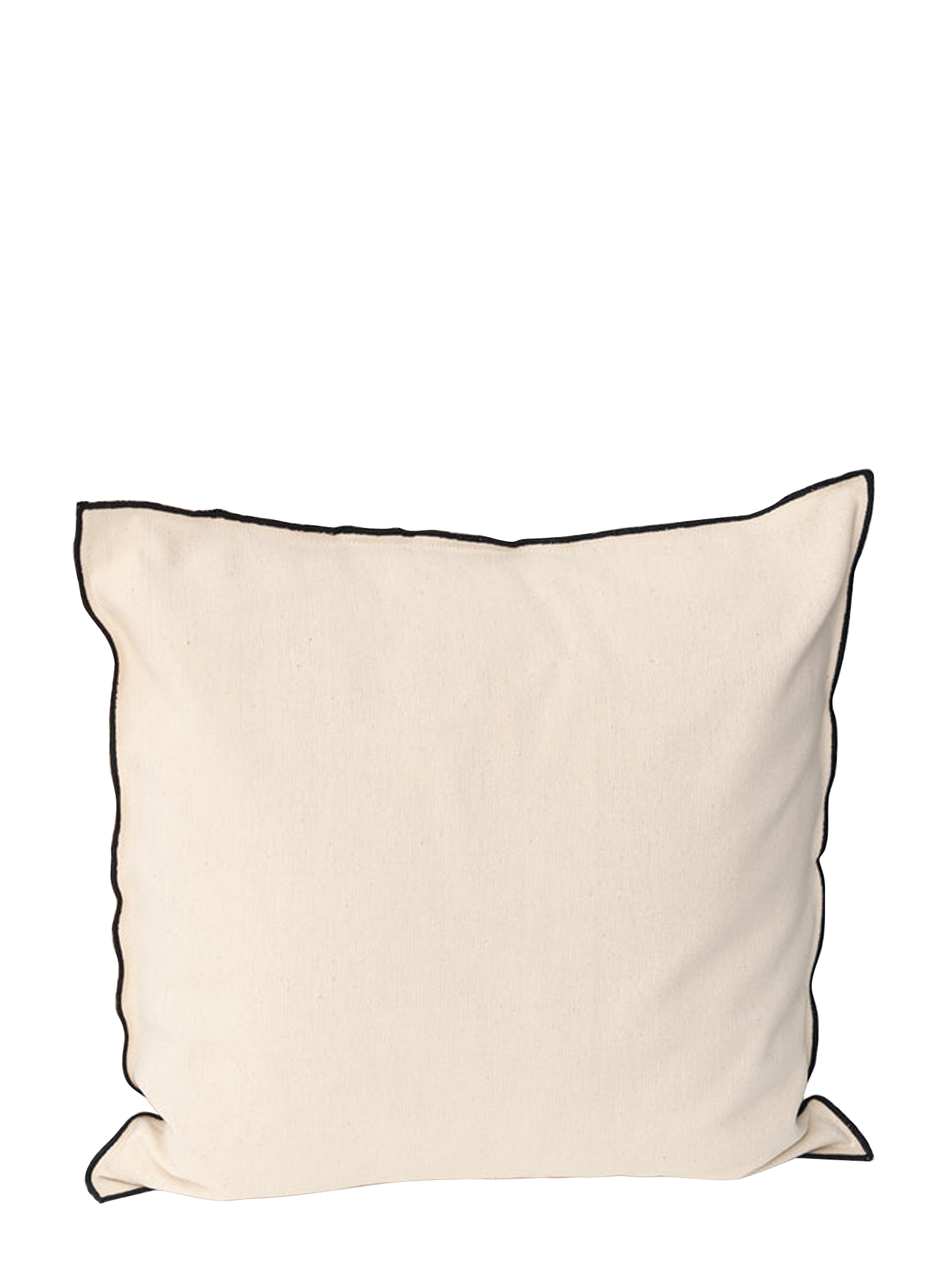 Cushion no 1 solid ivory w/black edges, 50 x 50 cm