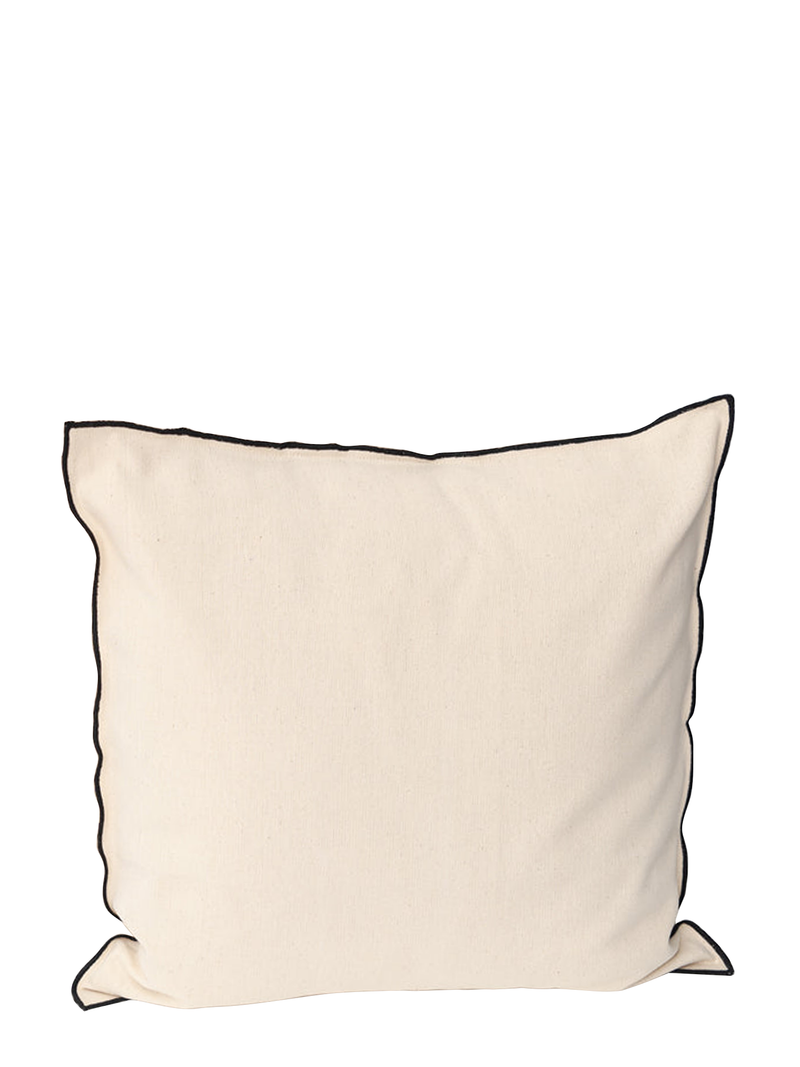 Cushion no 1 solid ivory w/black edges, 50 x 50 cm