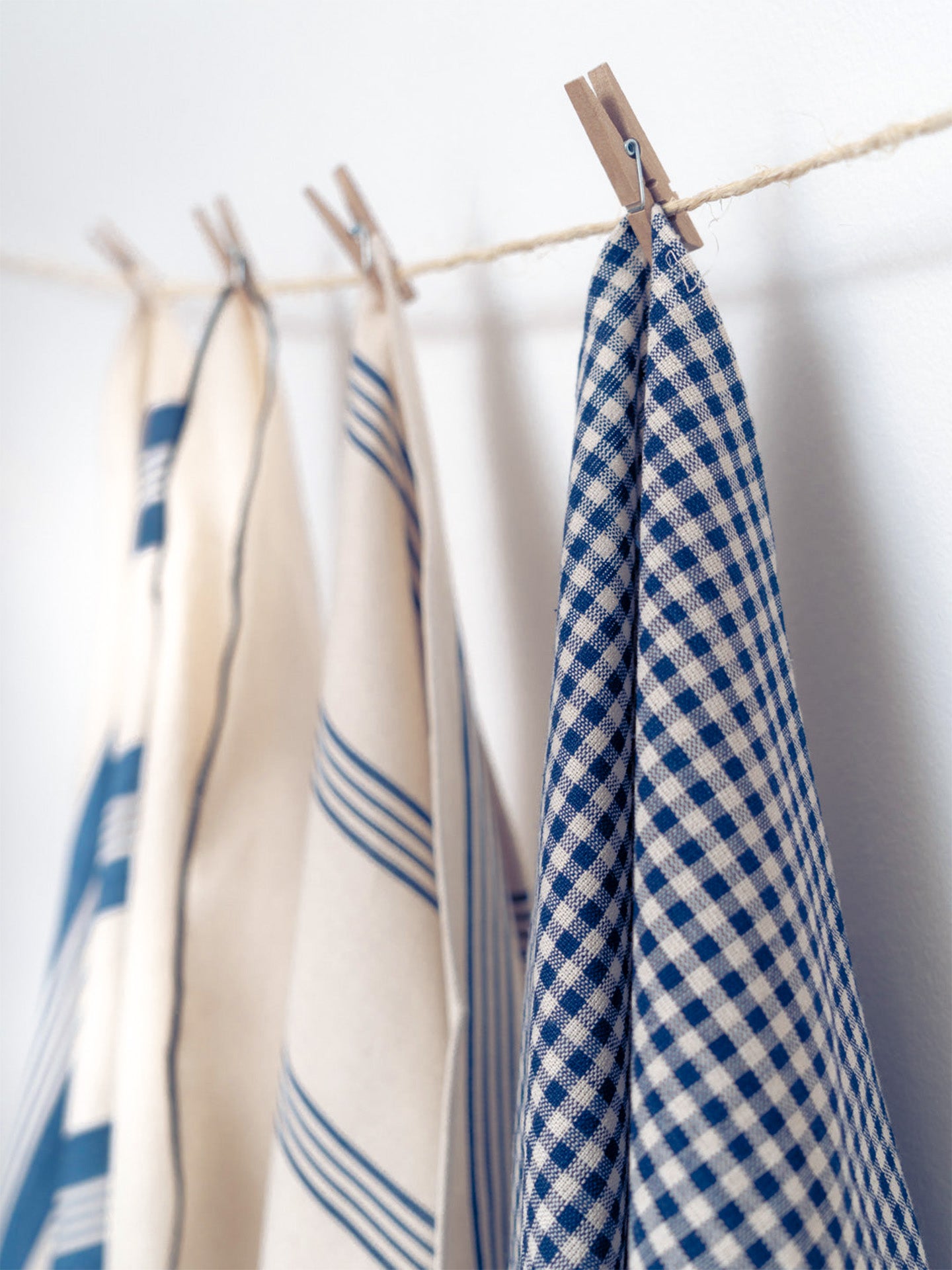 Cotton Kitchen Towel, navy blue and off white gingham
