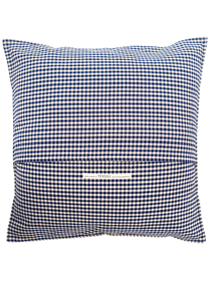 Cushion cover, navy blue gingham (50 x 50 cm)