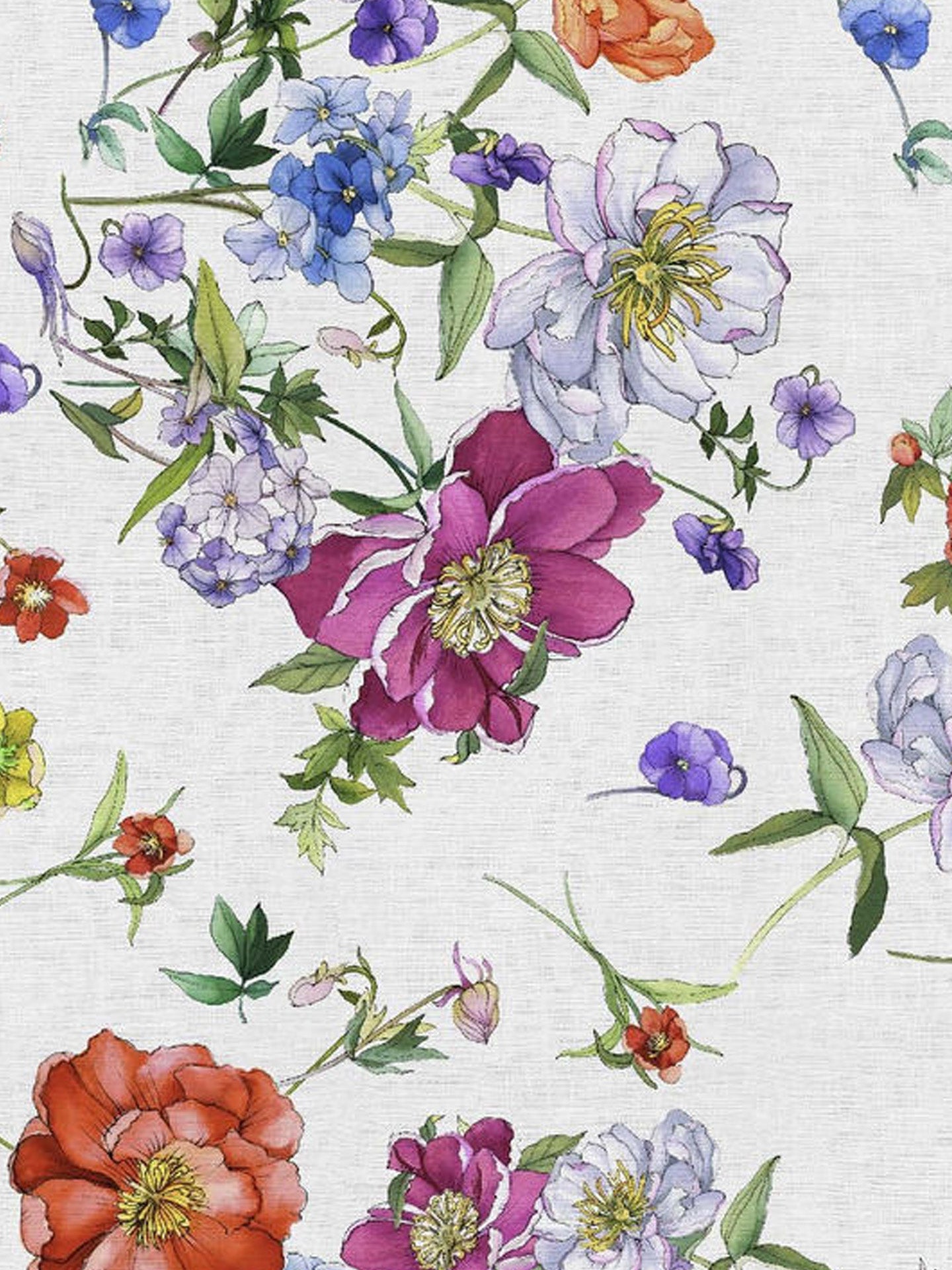 Antea flowers square linen tablecloth, cream/multicoloured (170x170cm)