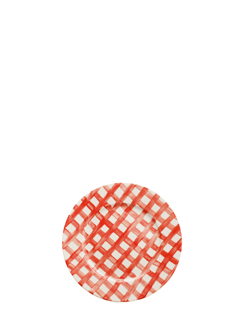 Vichy dessert plate, red
