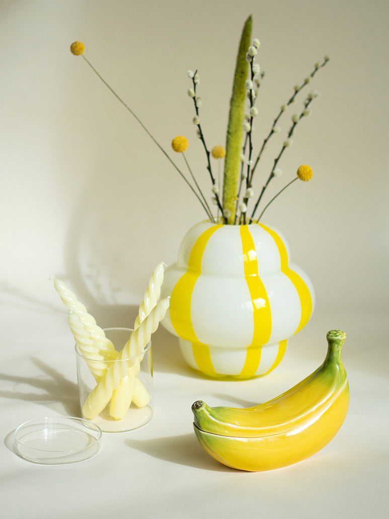 Vase Curlie, Yellow-white