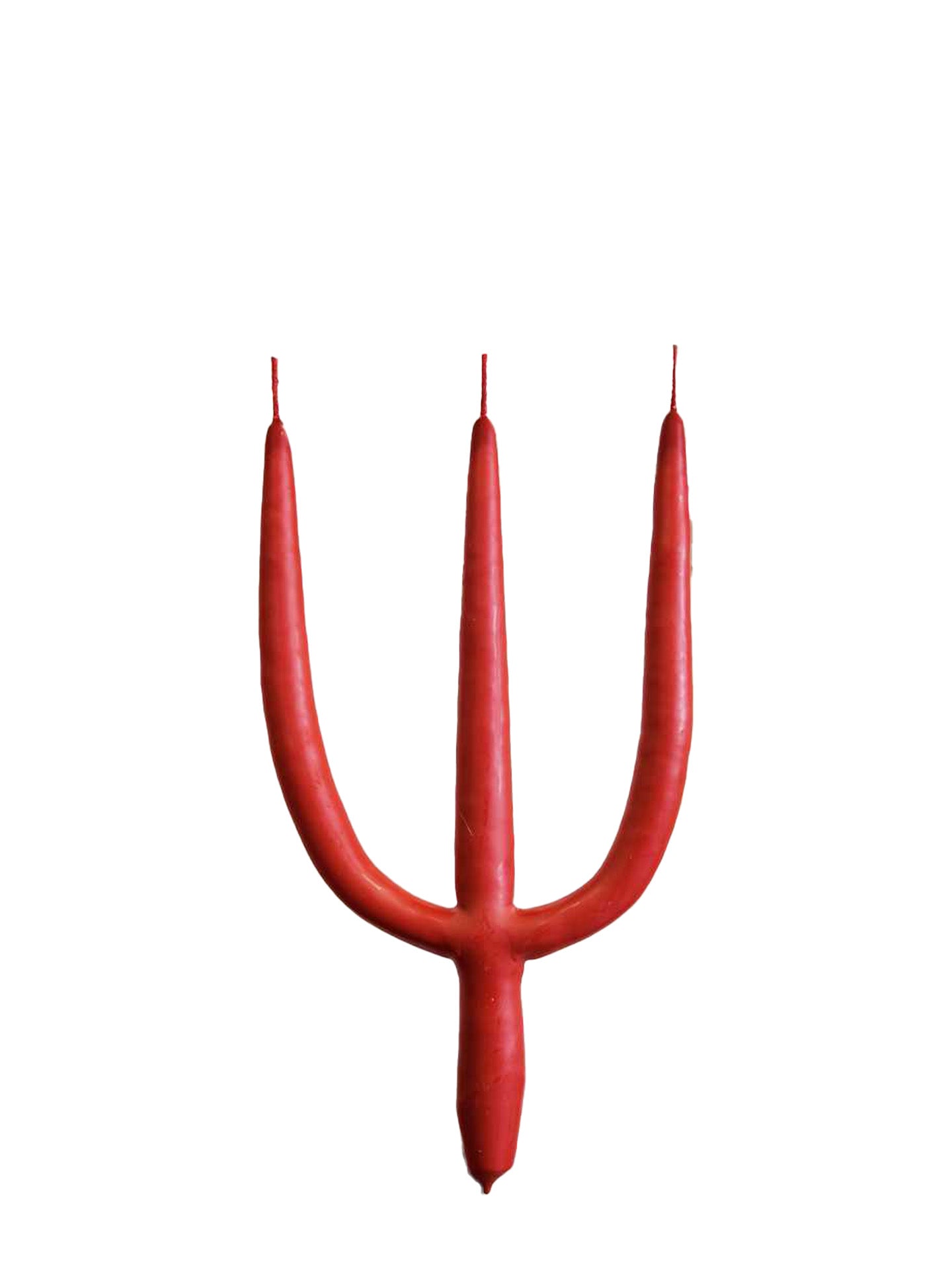Branched 3-armed candle, red