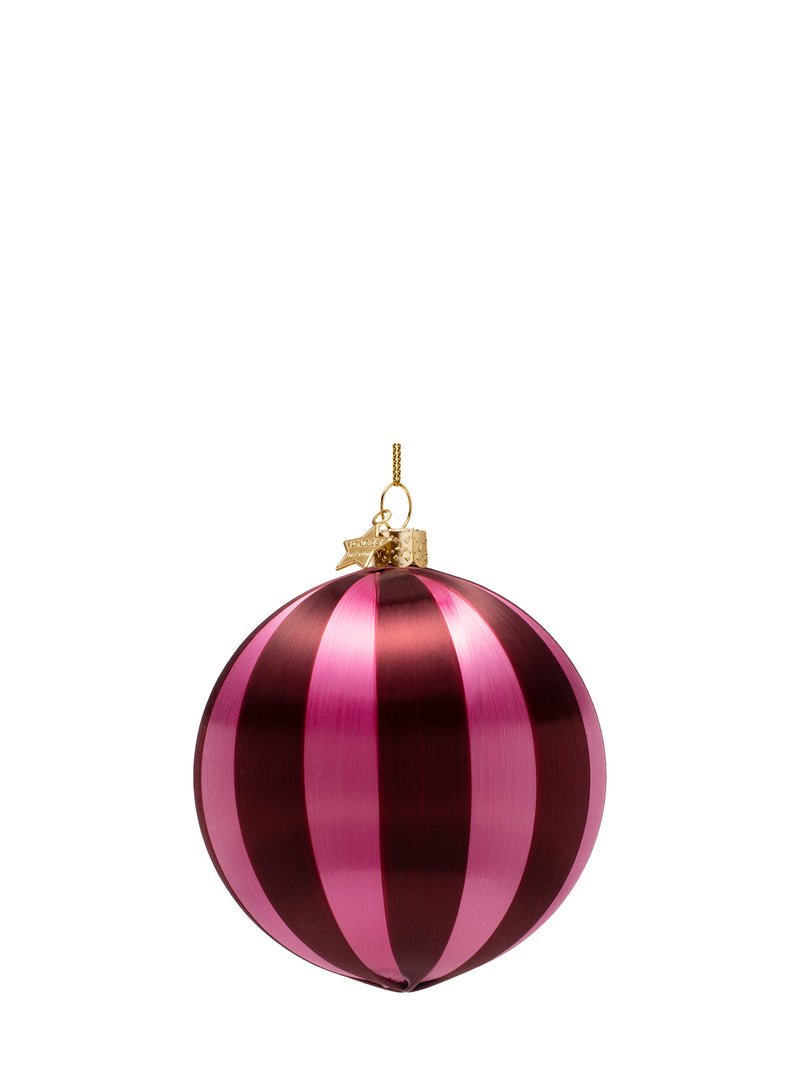 Striped bauble, burgundy and pink
