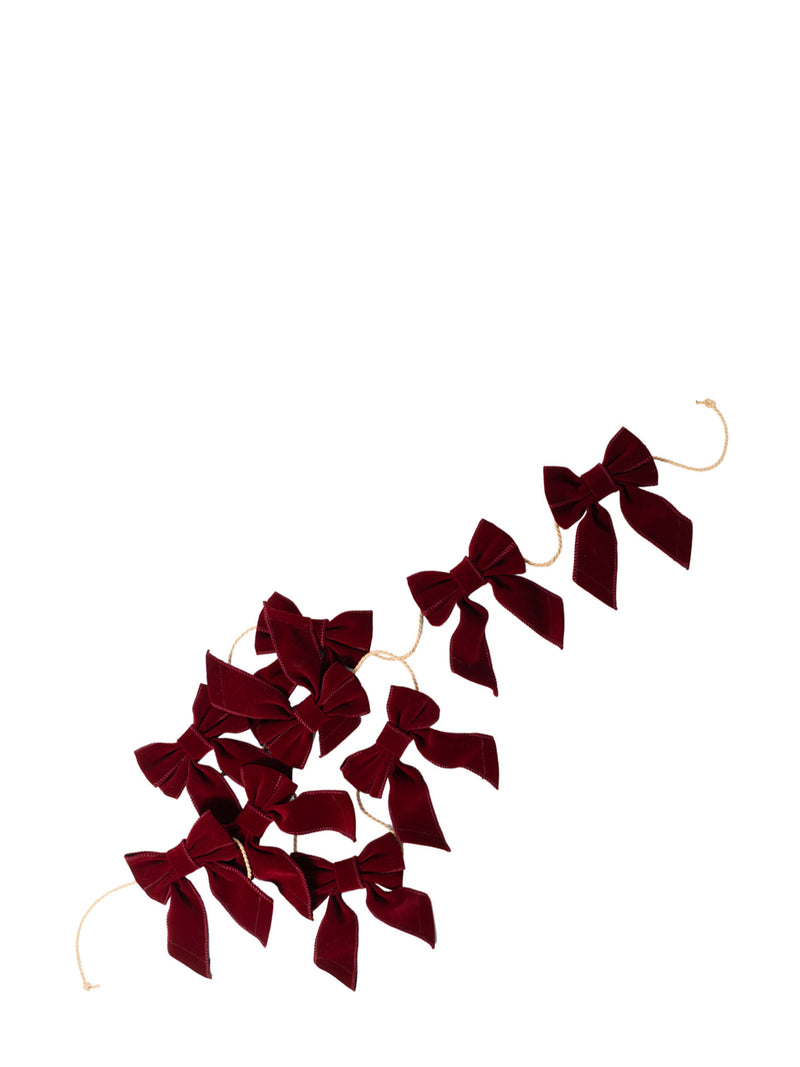 Velvet bow garland, burgundy