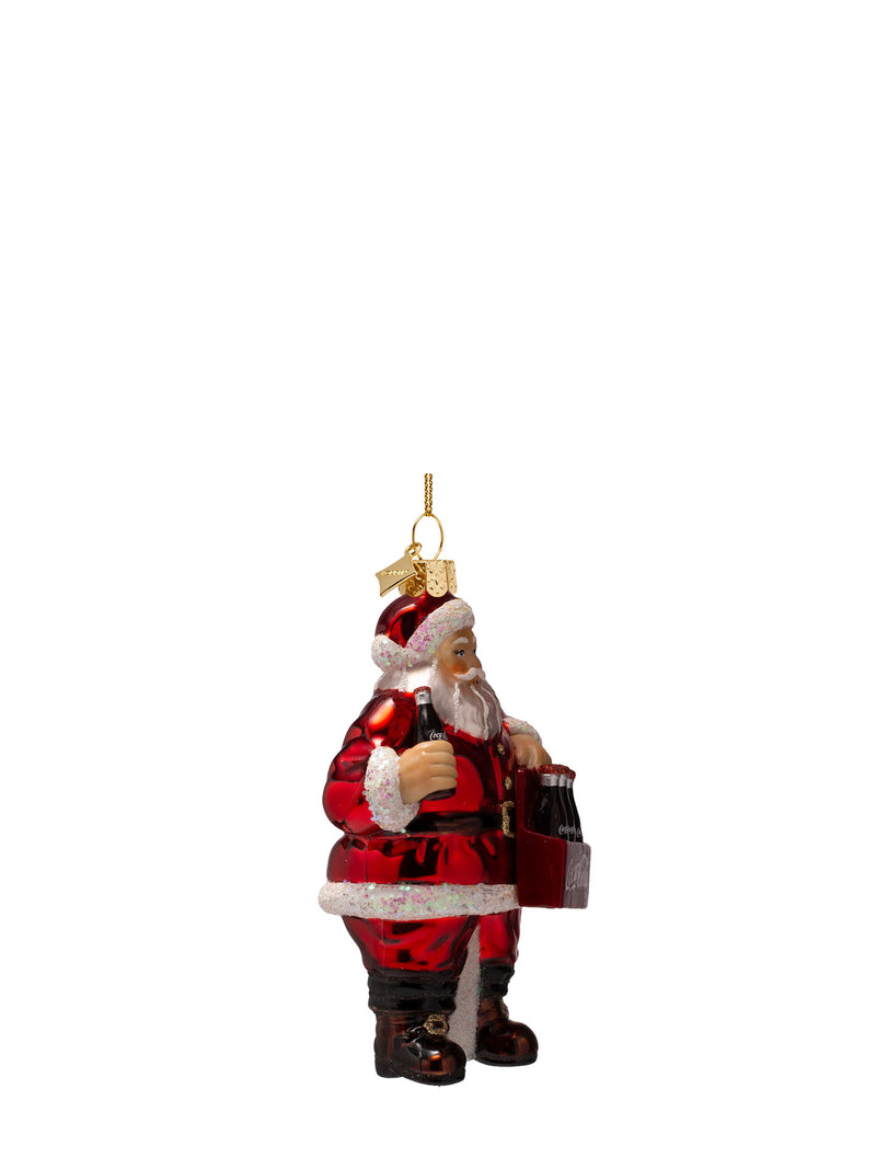 Coca-Cola Santa Claus with bottles glass ornament