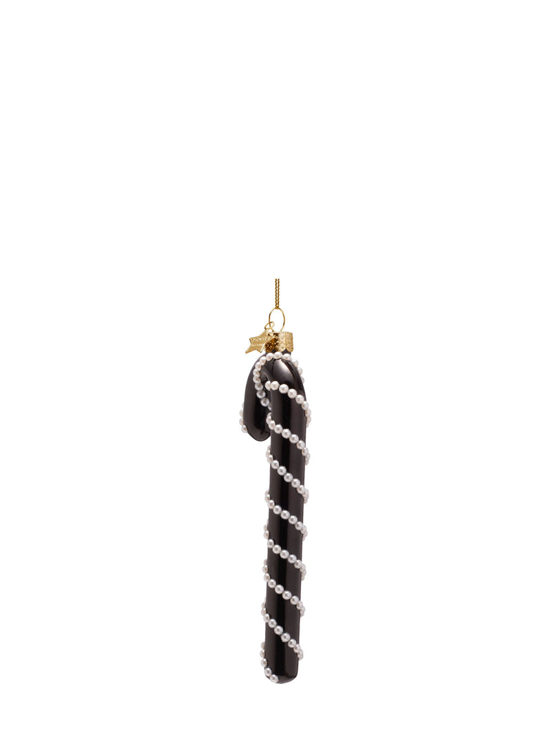 Black candy cane with pearls ornament