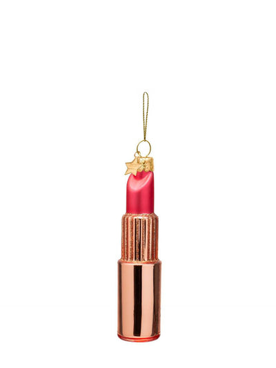Pink lipstick glass ornament