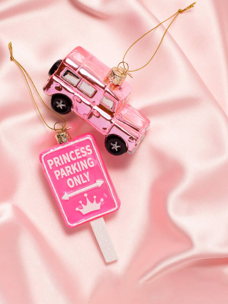 SUV car glass ornament, bubblegum pink