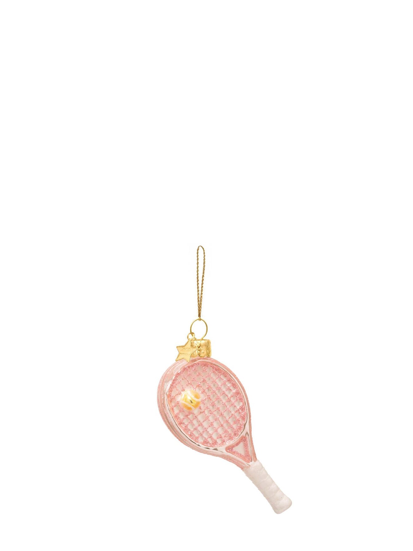 Opal pink tennis racket glass ornament
