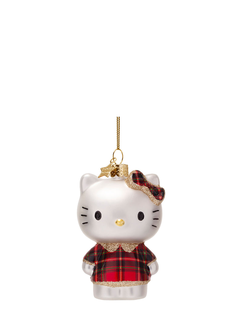 Hello Kitty with Scottish dress glass ornament