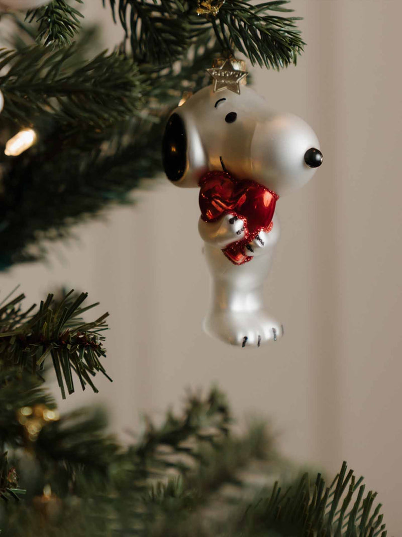 Snoopy glass ornament with heart (11cm)