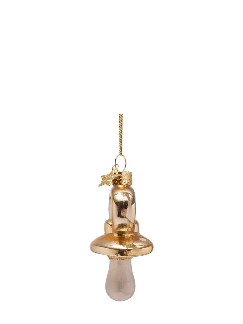 Gold baby pacifier glass ornament